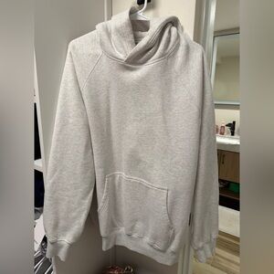Aritzia Cozy Sweatfleece Mega Raglan Hoodie in Heather Cloud White size L!